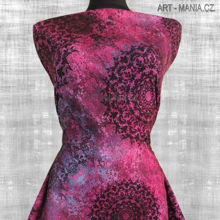 501007A Jednolícní úplet viskóza/elastan, šíře 167cm, gramáž 230g/m2, DIGITÁLNÍ TISK